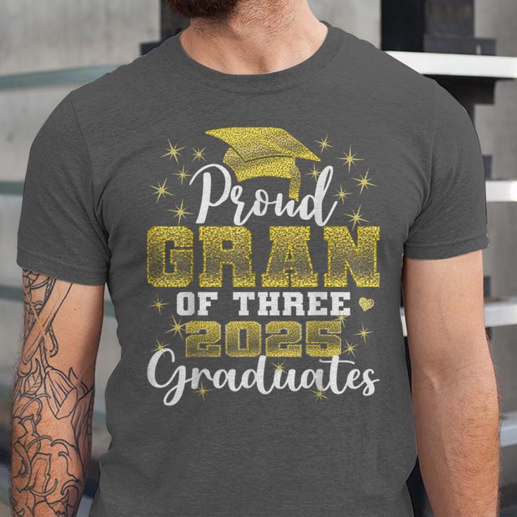 Proud Gran Of Three 2025 Graduates Graduation Family Unisex Jersey T-Shirt