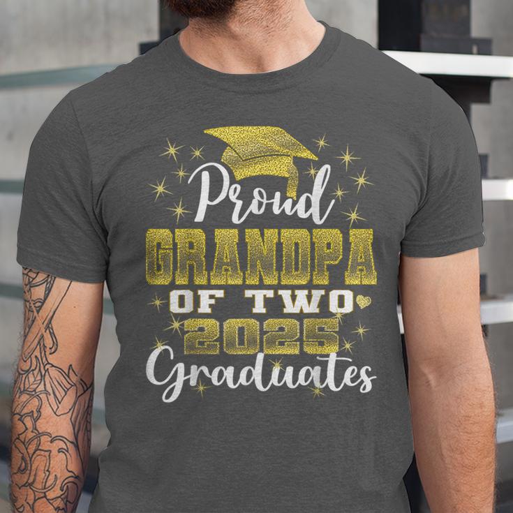 Proud Grandpa Of Two 2025 Graduates Graduation Family Unisex Jersey T-Shirt