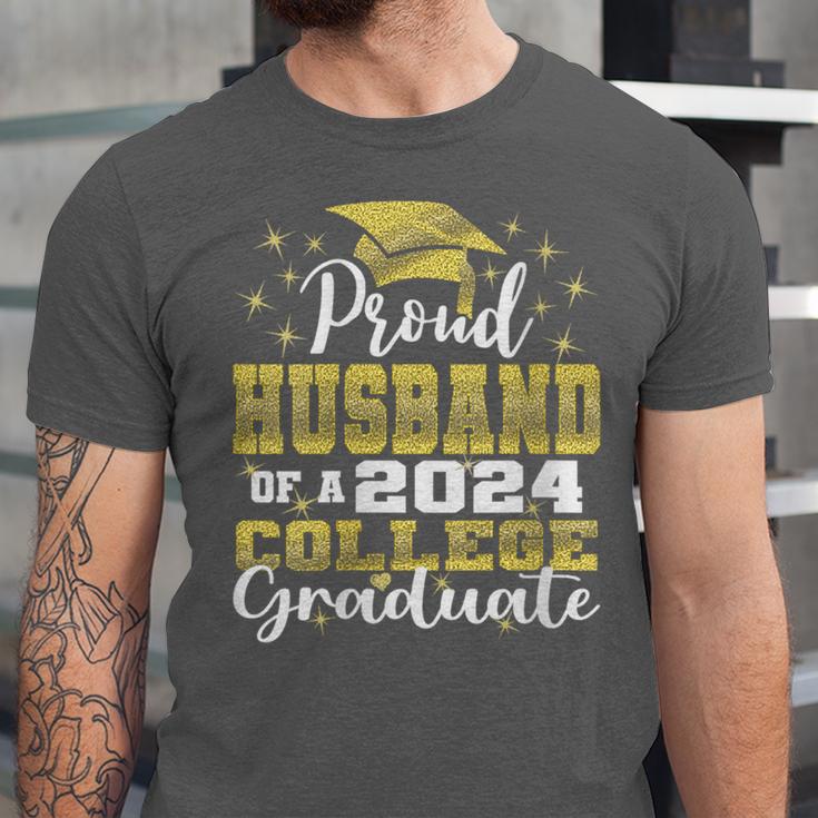 Proud Husband Of 2024 College Graduate Family 24 Graduation Unisex Jersey T-Shirt