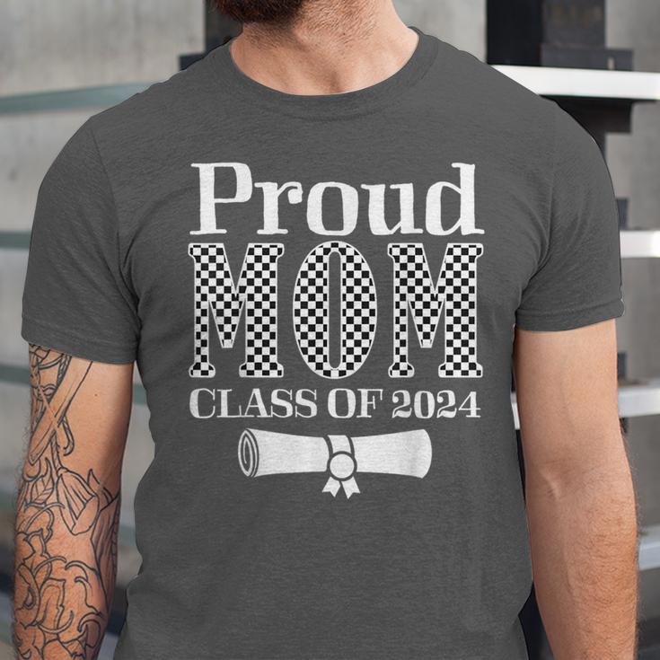 Proud Mom Of a 2024 Graduate Mama Checkered Graduation Unisex Jersey T-Shirt