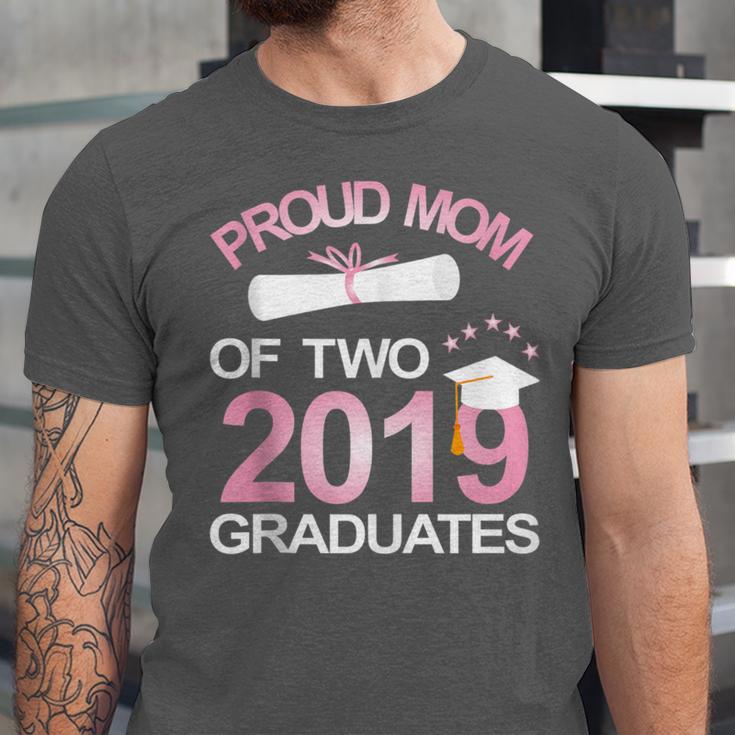 Proud Mom Of Two 2019 Graduates Twin Mama Mother Graduation Unisex Jersey T-Shirt