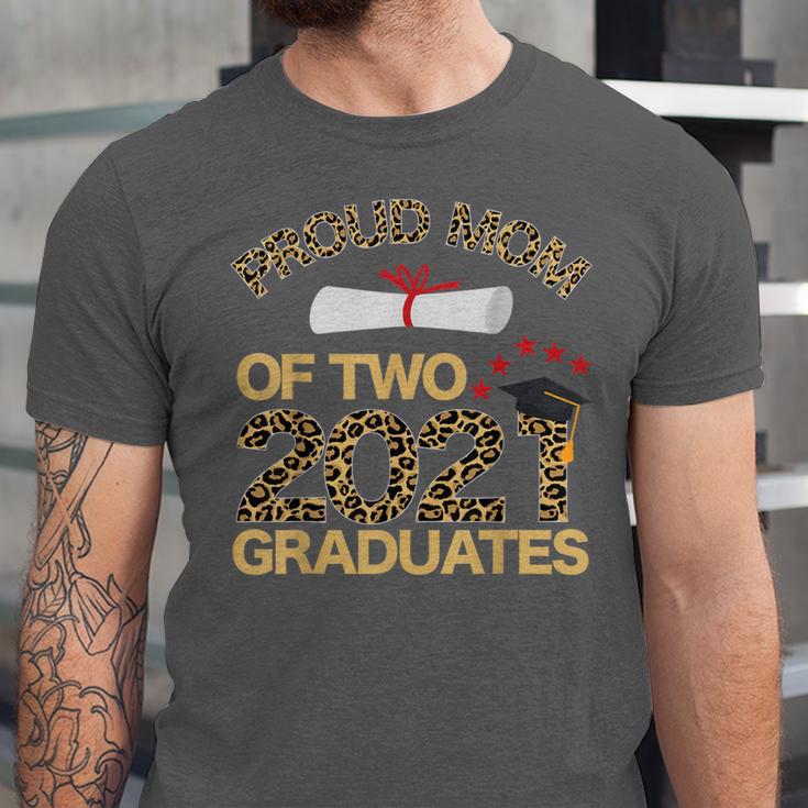 Proud Mom Of Two 2021 Graduates Twin Mama Graduation Leopard Unisex Jersey T-Shirt