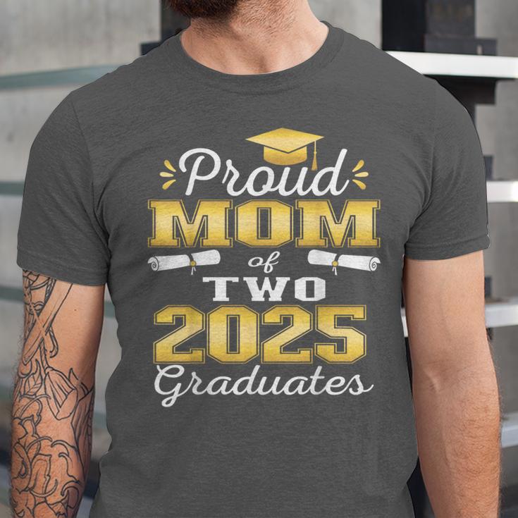 Proud Mom Of Two 2025 Graduates Graduation Family Unisex Jersey T-Shirt