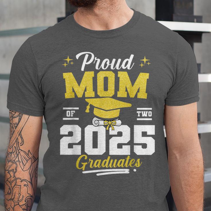 Proud Mom Of Two Class Of 2025 Graduates Twins Graduation Unisex Jersey T-Shirt