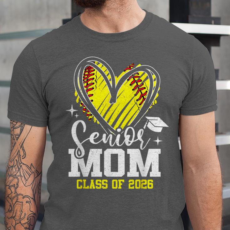 Proud Senior Mom Class Of 2026 Softball Graduation Heart Unisex Jersey T-Shirt