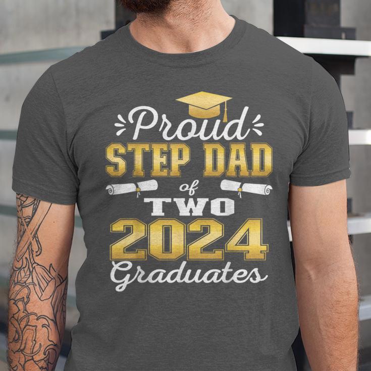 Proud Step Dad Of Two 2024 Graduate Class 2024 Graduation Unisex Jersey T-Shirt