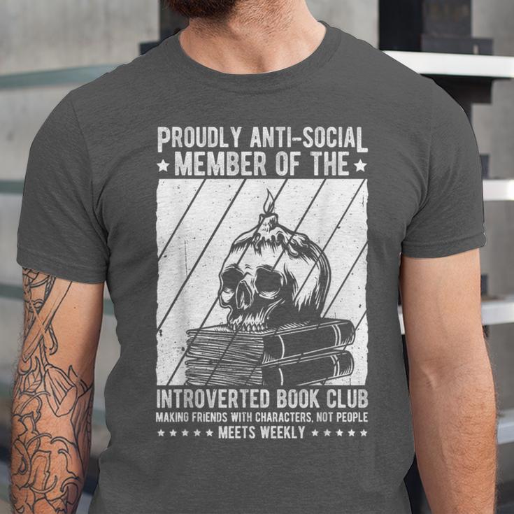 PROUDLY ANTI-SOCIAL MEMBER OF THE Introverted Book Club Unisex Jersey T-Shirt