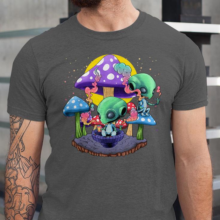 Psychedelic Alien Mushroom Nostalgia Groovy Vibe Hippie Unisex Jersey T-Shirt
