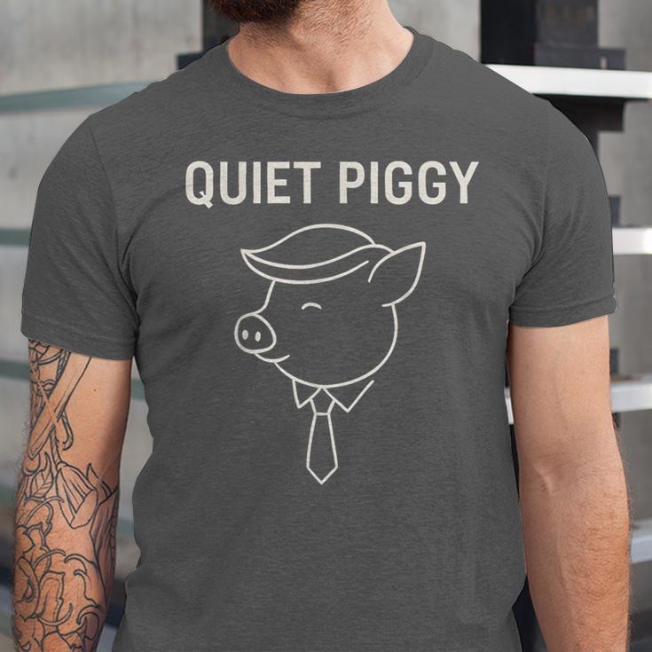 Quiet Piggy Introvert Media Humor Minimalist Line Art Unisex Jersey T-Shirt Quiet Piggy Introvert Media Humor Minimalist Line Art Unisex Jersey T-Shirt