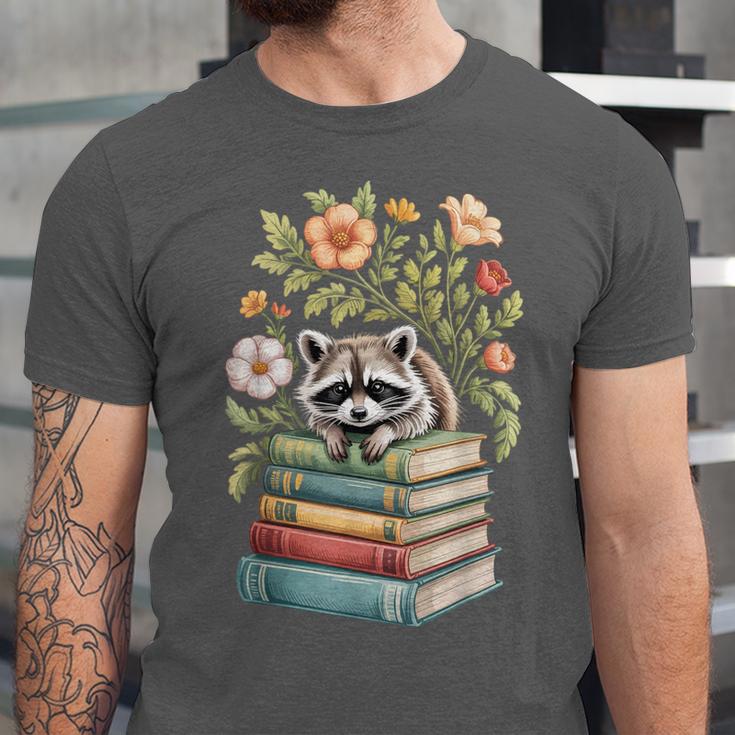 Raccoon Books Reading Flowers Unisex Jersey T-Shirt
