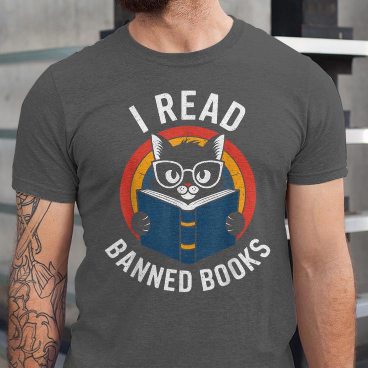 I Read Banned Books For Men Women Cat Banned Books Unisex Jersey T-Shirt