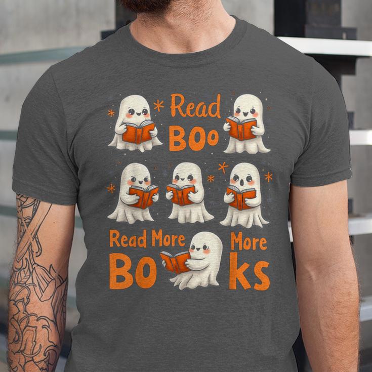 Read Boo KS Read More Bo KS Cute Ghost Reading Book Unisex Jersey T-Shirt