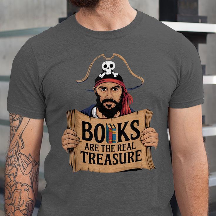 Read Book Reader Library Reading Librarian Pirate Bookworm Unisex Jersey T-Shirt