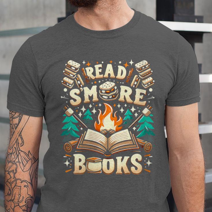 Read More Books Camping Outdoors Travel Campfire Smores Unisex Jersey T-Shirt