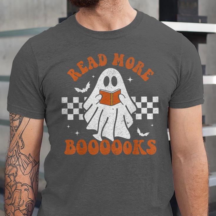 Read More Books Cute Ghost Reading Book Teacher Halloween Unisex Jersey T-Shirt
