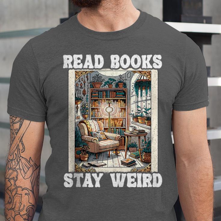 Read Books Stay Weird Book Lover Introvert Book Unisex Jersey T-Shirt