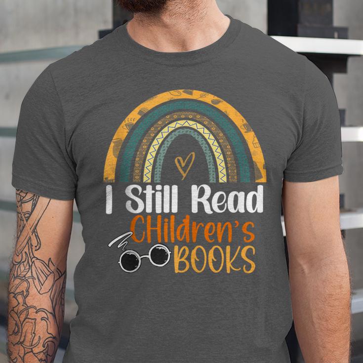 I Still Read Children's Books Rainbow Unisex Jersey T-Shirt I Still Read Children's Books Rainbow Unisex Jersey T-Shirt