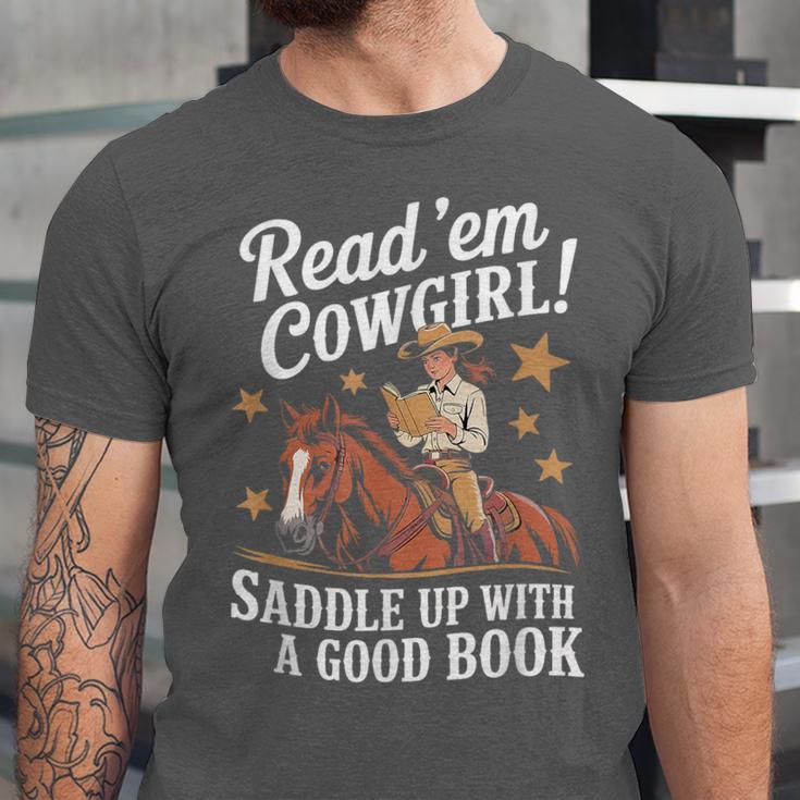 Read 'Em Cowgirl Saddle Up With A Good Book Rodeo Bookworm Unisex Jersey T-Shirt Read 'Em Cowgirl Saddle Up With A Good Book Rodeo Bookworm Unisex Jersey T-Shirt
