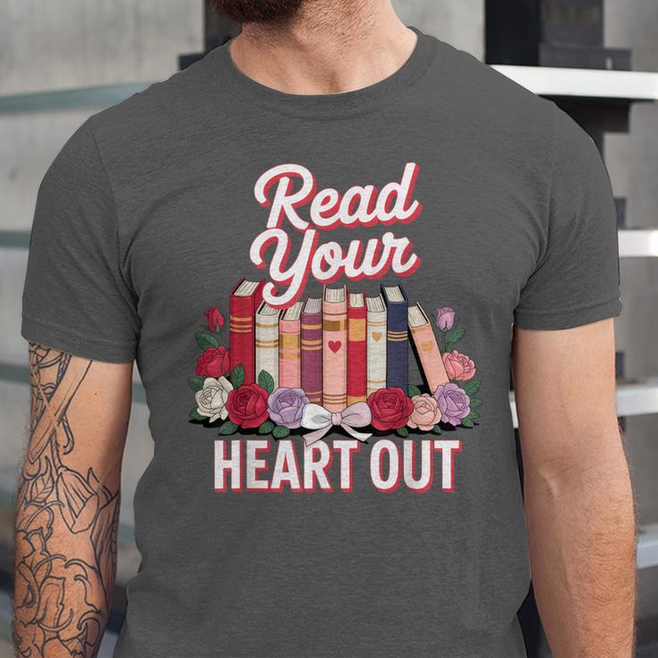 Read Your Heart Out Book Lover Reading Enthusiasts Floral Unisex Jersey T-Shirt Read Your Heart Out Book Lover Reading Enthusiasts Floral Unisex Jersey T-Shirt