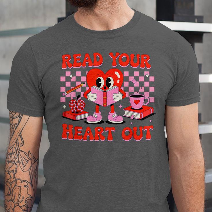 Read Your Heart Out Valentine Reading Book Kid Teacher Unisex Jersey T-Shirt Read Your Heart Out Valentine Reading Book Kid Teacher Unisex Jersey T-Shirt