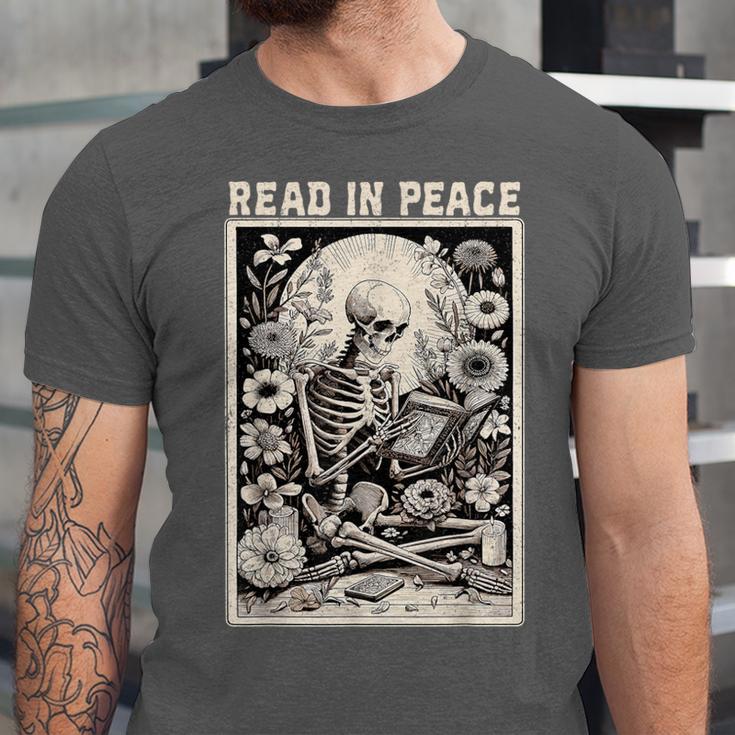 Read In Peace Skeleton Book Lover Bookworm Book Unisex Jersey T-Shirt Read In Peace Skeleton Book Lover Bookworm Book Unisex Jersey T-Shirt