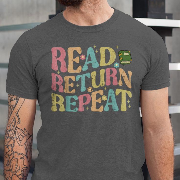 Read Return Repeat Read Reading Book Librarian Men Women Unisex Jersey T-Shirt