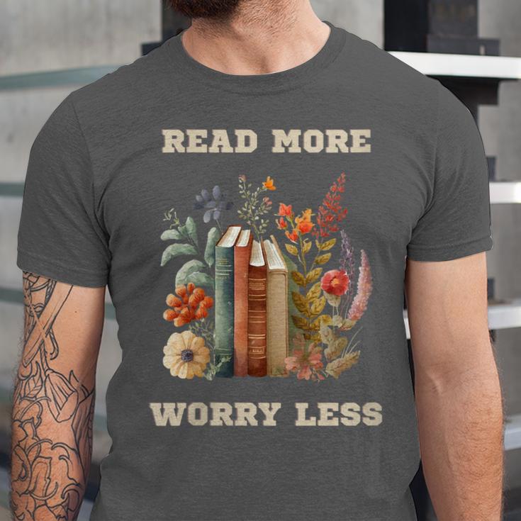 Read More Worry Less Book Lovers Motivational Quote Bookish Unisex Jersey T-Shirt