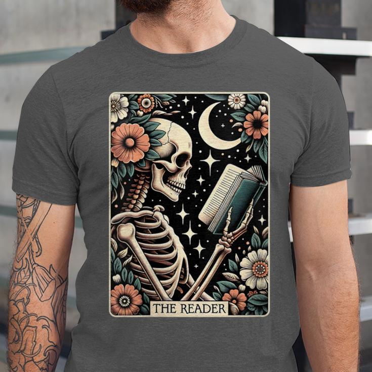 The Reader Tarot Card Skeleton Reading Book Bookworm Bookish Unisex Jersey T-Shirt The Reader Tarot Card Skeleton Reading Book Bookworm Bookish Unisex Jersey T-Shirt