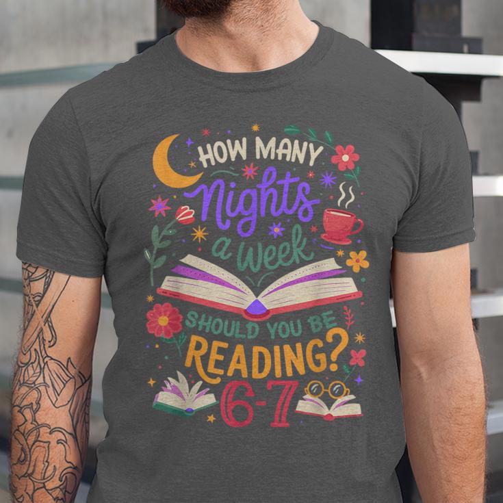 Reading 6 7 Meme Six Seven Cozy Book Lover Teacher Unisex Jersey T-Shirt