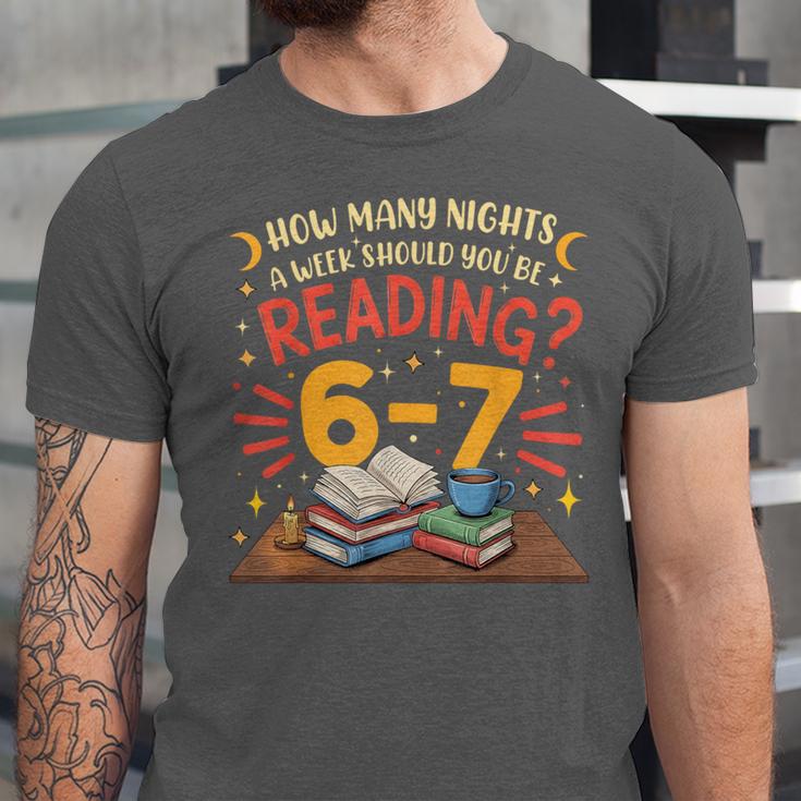 Reading 6 7 Six Seven Meme Slang Teacher Book Lover Unisex Jersey T-Shirt Reading 6 7 Six Seven Meme Slang Teacher Book Lover Unisex Jersey T-Shirt