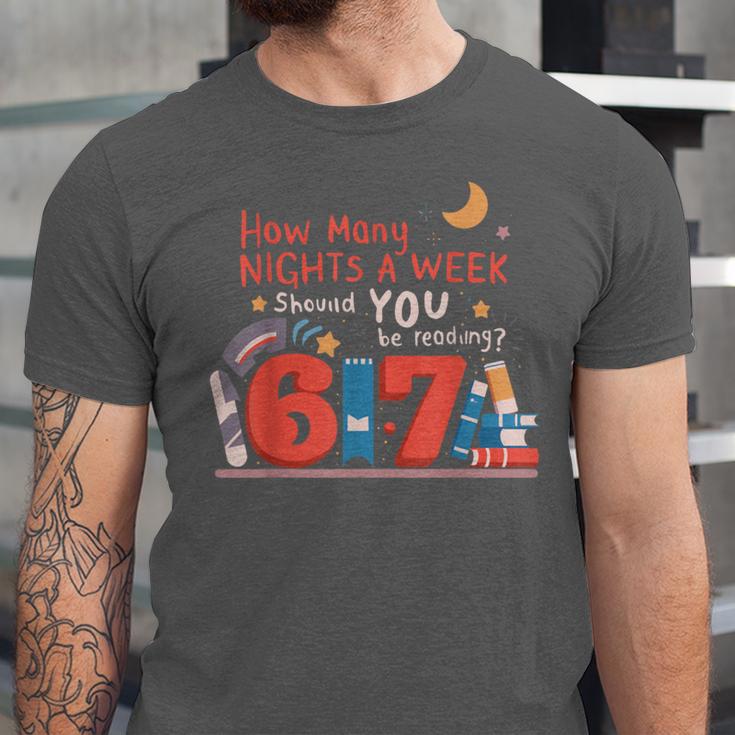Reading 67 Meme English Teacher 67 Book Lover Humor Unisex Jersey T-Shirt