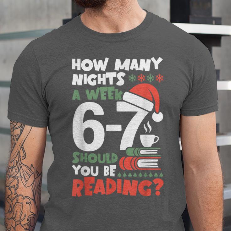 Reading 67 Meme English Teacher Christmas Book Lover Unisex Jersey T-Shirt