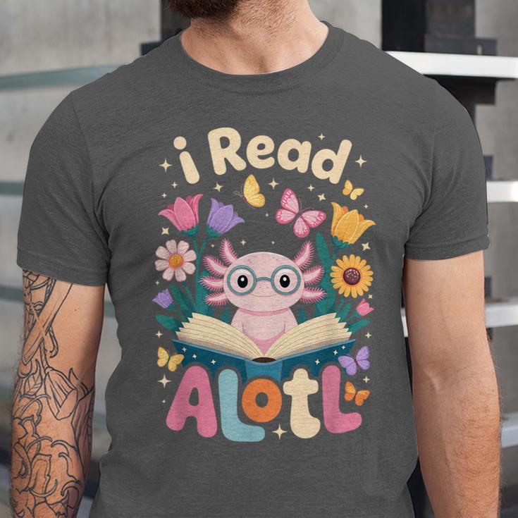 Reading Axolotl Book Lover Wildflowers Unisex Jersey T-Shirt Reading Axolotl Book Lover Wildflowers Unisex Jersey T-Shirt