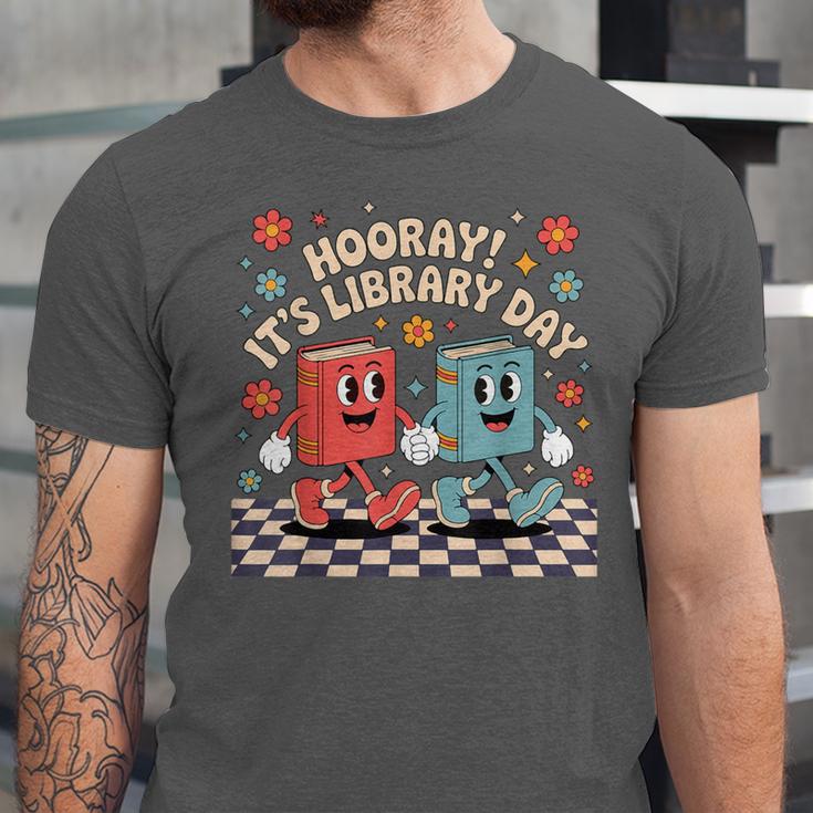 Reading Book Lover School Librarian Hooray It's Library Day Unisex Jersey T-Shirt