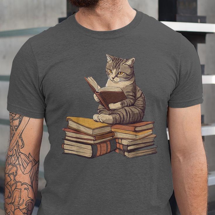 Reading Cat Book Lover Unisex Jersey T-Shirt