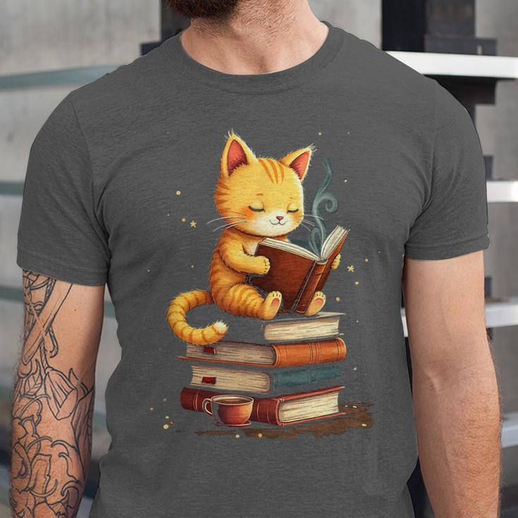 Reading Cat Books Cute Unisex Jersey T-Shirt