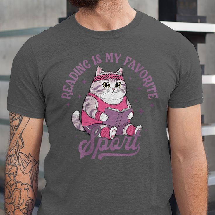 Reading Is My Favorite Sport Bookworm Cat Lover Book-Club Unisex Jersey T-Shirt