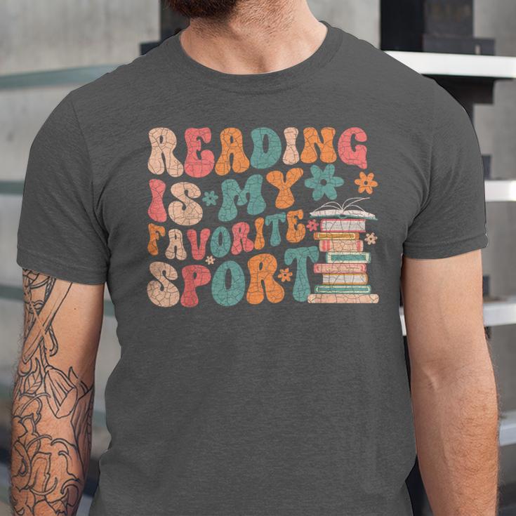 Reading Is My Favorite Sport Retro Groovy Book Lovers Unisex Jersey T-Shirt Reading Is My Favorite Sport Retro Groovy Book Lovers Unisex Jersey T-Shirt
