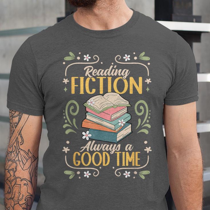 Reading Fiction Always A Good Time Book Reading Bookworm Unisex Jersey T-Shirt Reading Fiction Always A Good Time Book Reading Bookworm Unisex Jersey T-Shirt