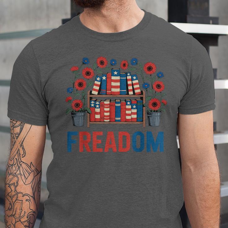 Reading Freadom Freedom Book Lover 4th Of July Men Women Unisex Jersey T-Shirt