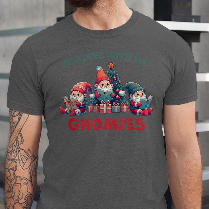 Reading With My Gnomies Reading Book Christmas Unisex Jersey T-Shirt