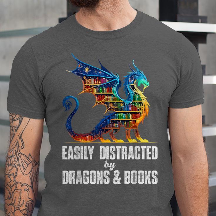 Reading Lover Easily Distracted By Dragons And Books Dragon Unisex Jersey T-Shirt