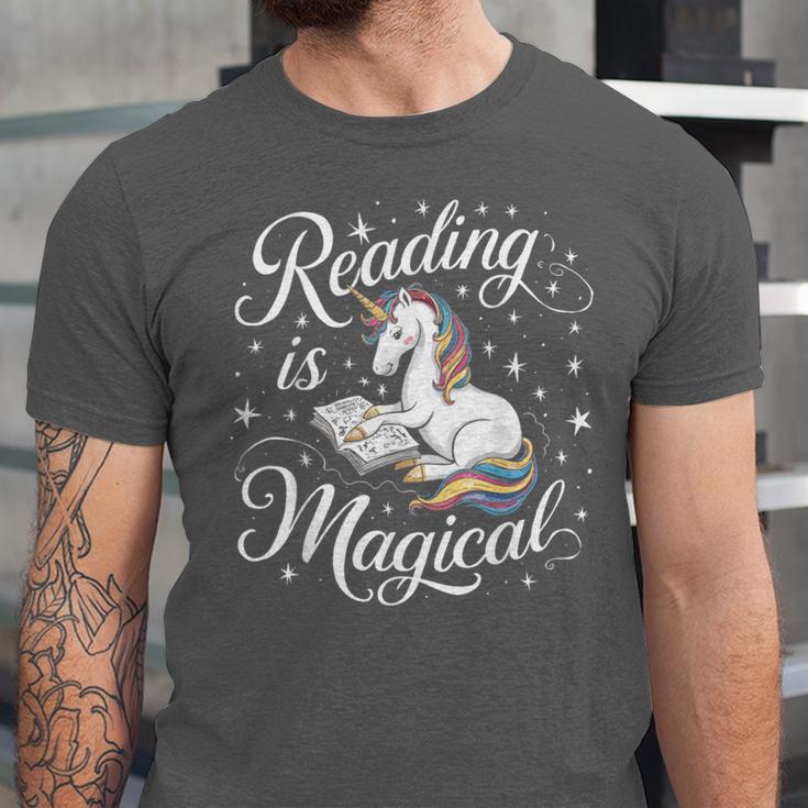 Reading Is Magical Unicorn Book Lover Fantasy Kids Unisex Jersey T-Shirt Reading Is Magical Unicorn Book Lover Fantasy Kids Unisex Jersey T-Shirt