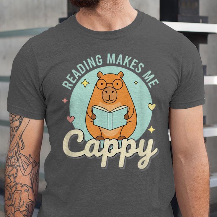Reading Makes Me Cappy Bookworm Capybara Book Reading Unisex Jersey T-Shirt