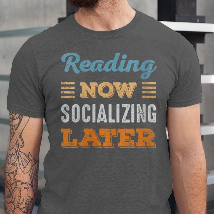 Reading Now Minimal Socializing Introvert Vintage Unisex Jersey T-Shirt