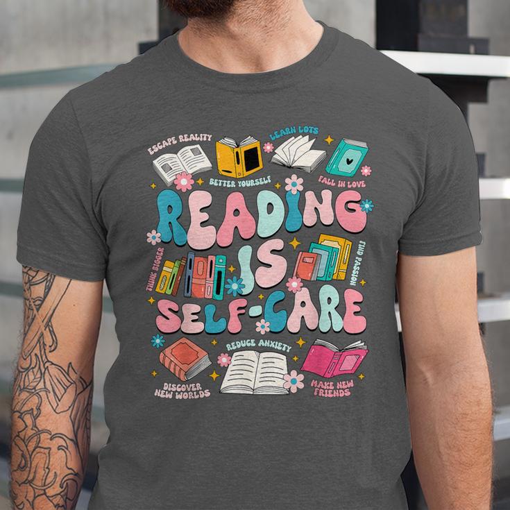 Reading Is Self-Care Book Lover Teacher Student Men Women Unisex Jersey T-Shirt