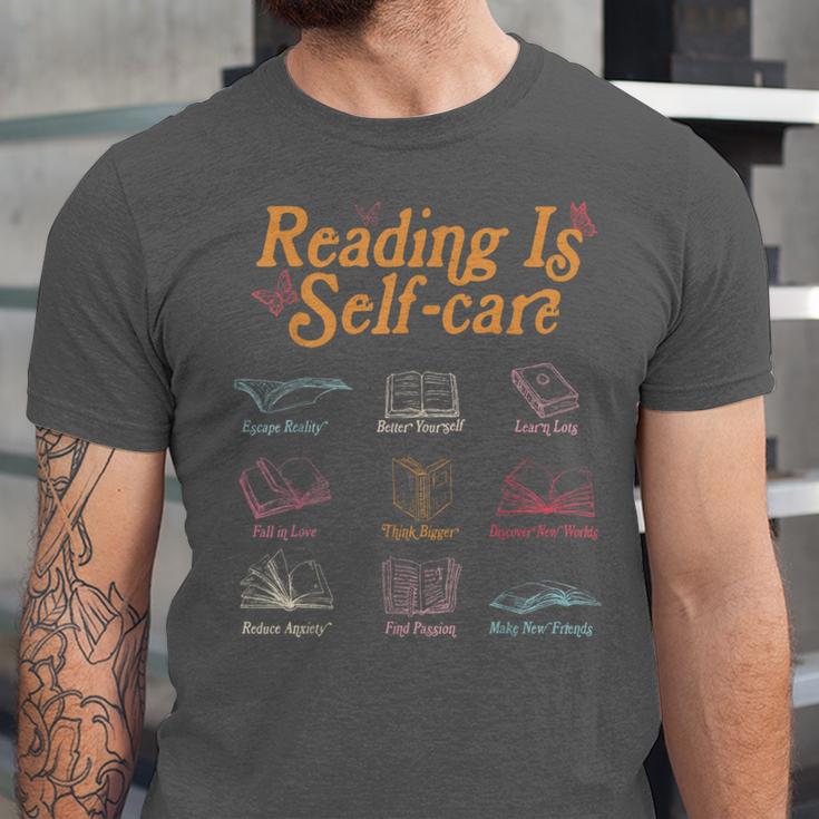 Reading Is Self Care Mental Health Read More Book Unisex Jersey T-Shirt