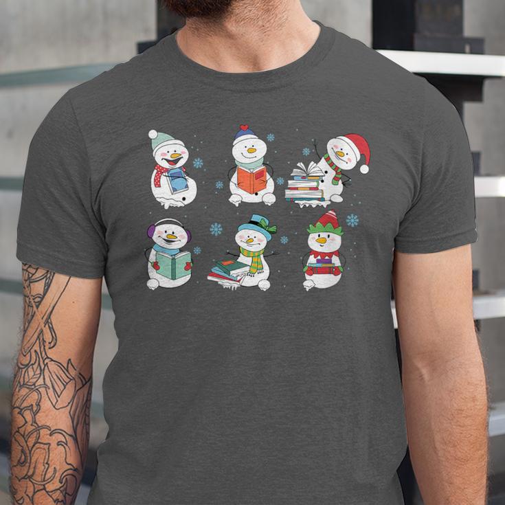 Reading Snowman Christmas Book Lovers Bookworm Librarian Unisex Jersey T-Shirt Reading Snowman Christmas Book Lovers Bookworm Librarian Unisex Jersey T-Shirt