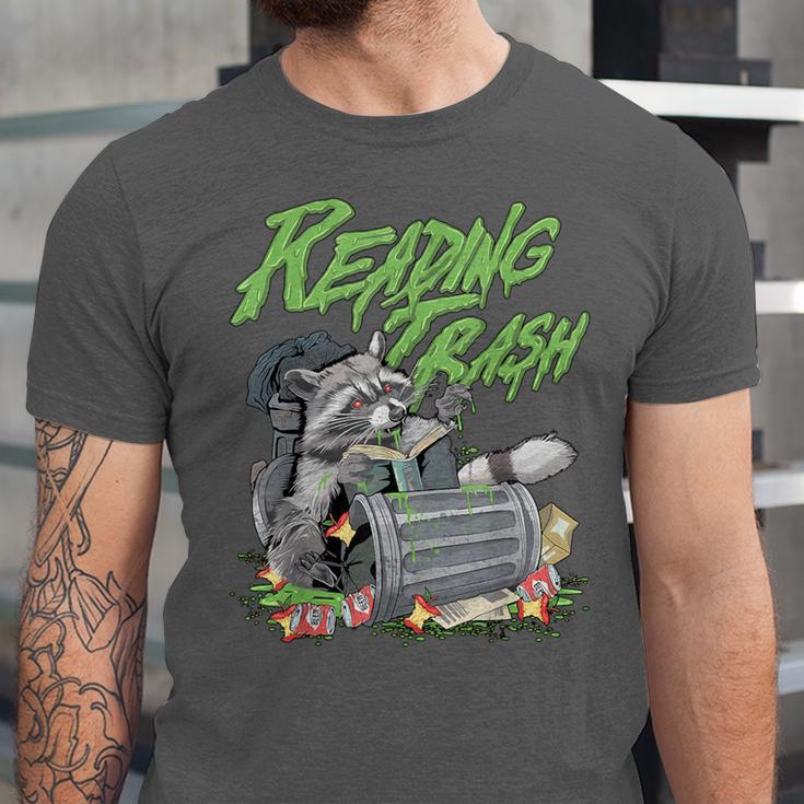 Reading Trash Racoon Bookworm Bookish Librarian Book Lover Unisex Jersey T-Shirt Reading Trash Racoon Bookworm Bookish Librarian Book Lover Unisex Jersey T-Shirt