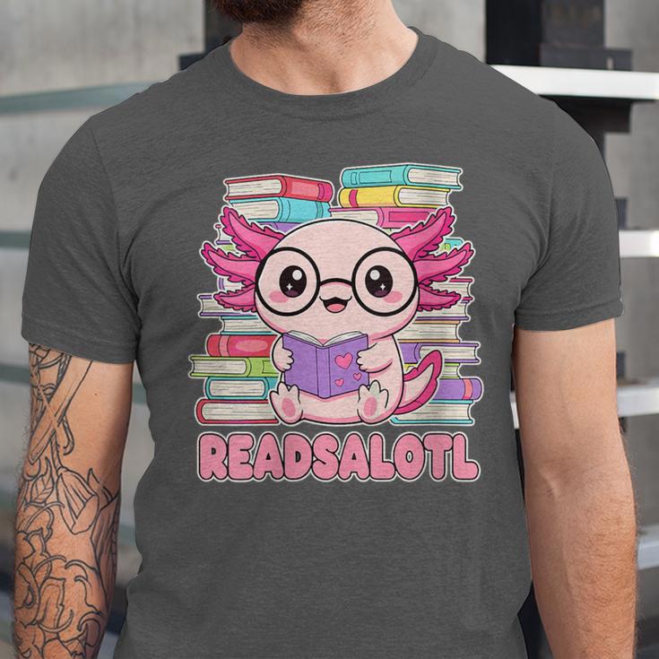Readsalotl Axolotl Reading Book Bookworm Unisex Jersey T-Shirt Readsalotl Axolotl Reading Book Bookworm Unisex Jersey T-Shirt